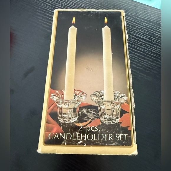 Borgonovo Other - Vintage Borgonovo | 2 Pc Glass Candleholder Set in Box | Queen Made in Italy